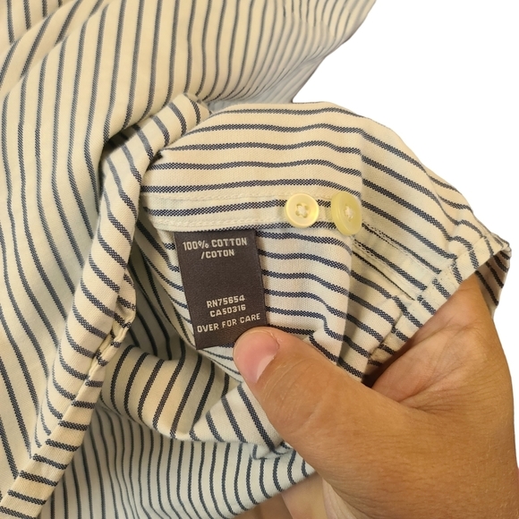 Abercrombie & Fitch Cotton  Button Down Shirt Adult Medium Blue Stripe Mens - Picture 7 of 7